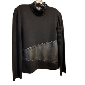 St. John Collection Modern Knit Zip Turtleneck, Size 8